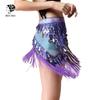 Belly Dance Hip Scarf - Hip Skirt Sequin Belly Dancing Belt Triangle Shawl Tassel Belts Waist Chain for Women/Girls(Purple) view 3