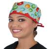 Multi Colored Ornaments with Red Ties - Cotton Unisex Classic Surgical Style Scrub Cap with Sweatband - 100% Cotton - Made in The USA! view 1