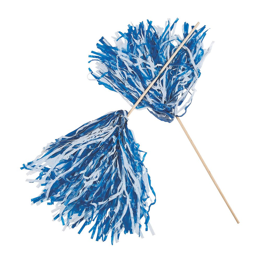 Fun Express Royal Blue and White Cheer Pom Poms - Set of 24 - School Spirit Toys and Supplies