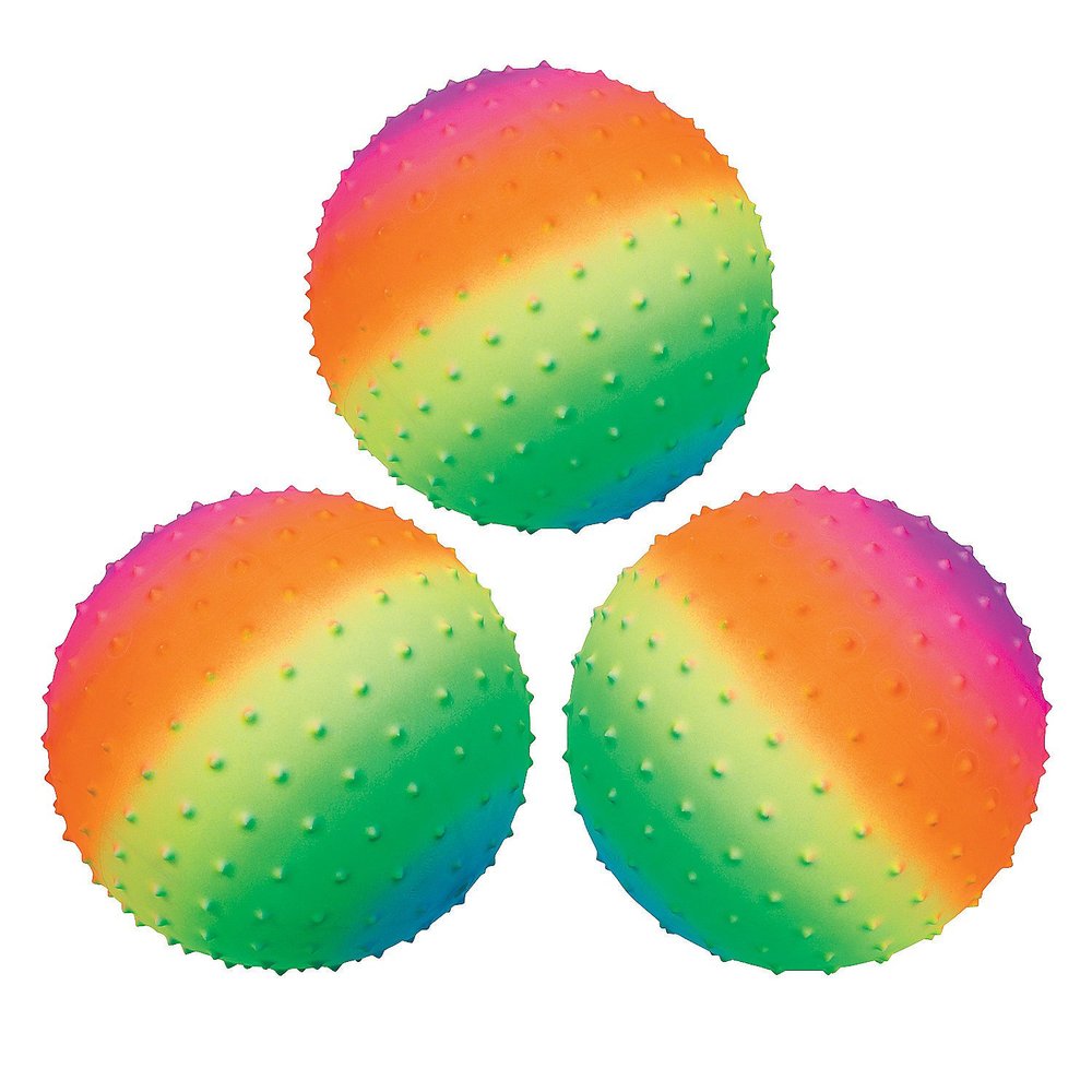 Fun Express Rainbow Spike Ball - 12 Pieces - Educational and Learning Activities for Kids