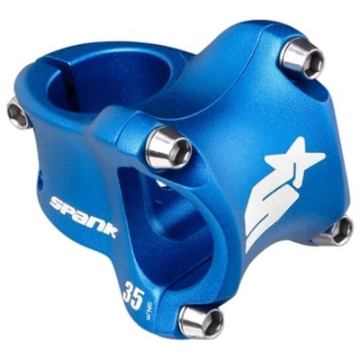 SPANK Spike Race 2 Shot-Peen Anodized MTB Bicycle Stem (Blue, 35mm), Lightweight and Strong Alloy Stem for Mountain Bike, Mountain Bike Stem Short Handlebar, Stem for Most Bicycle, Cycling