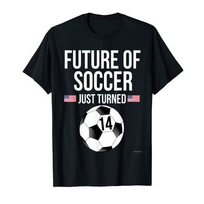 14th Birthday Soccer T Shirt 14 Year Old Birthday Gift T-Shirt