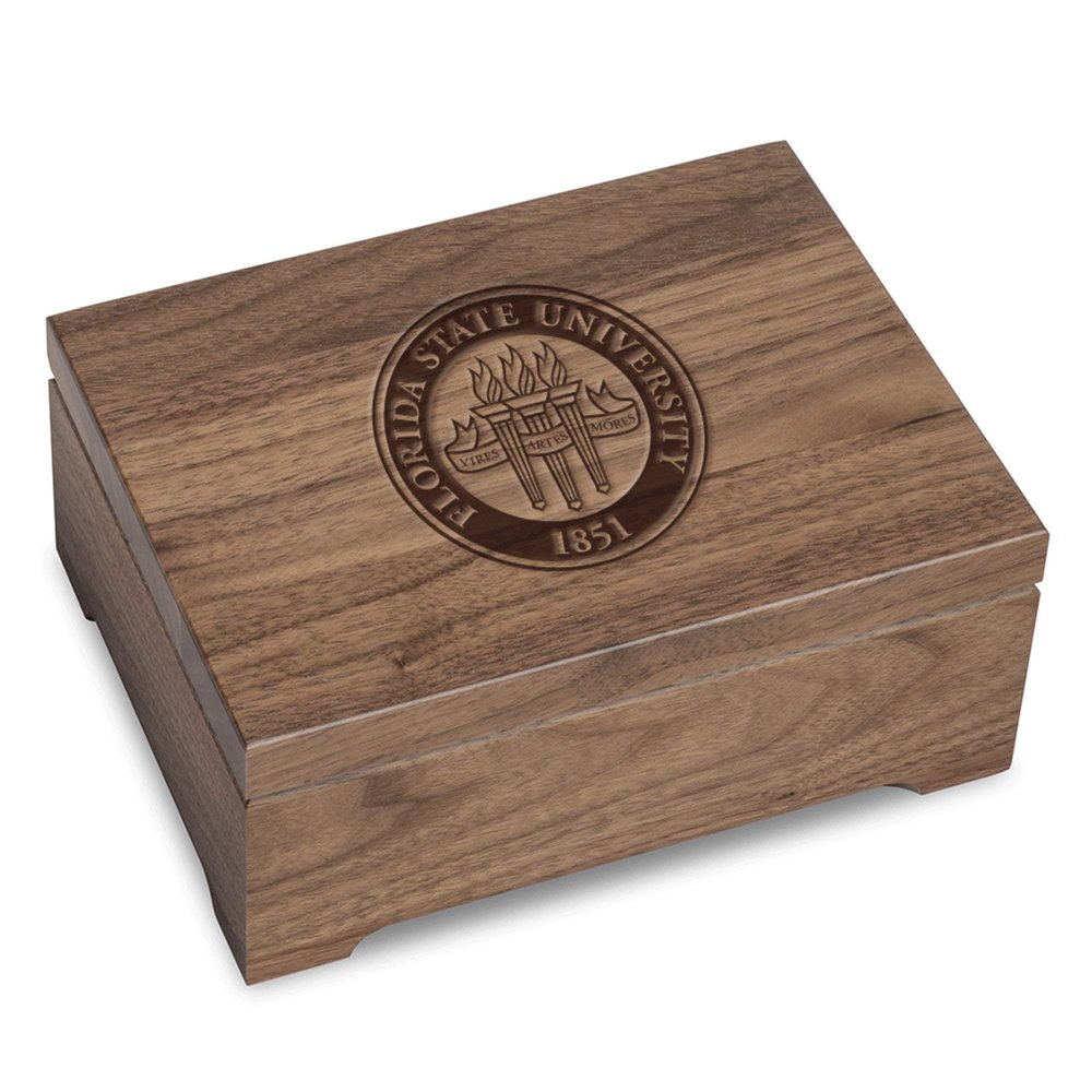 M. LA HART Florida State University Solid Walnut Desk Box