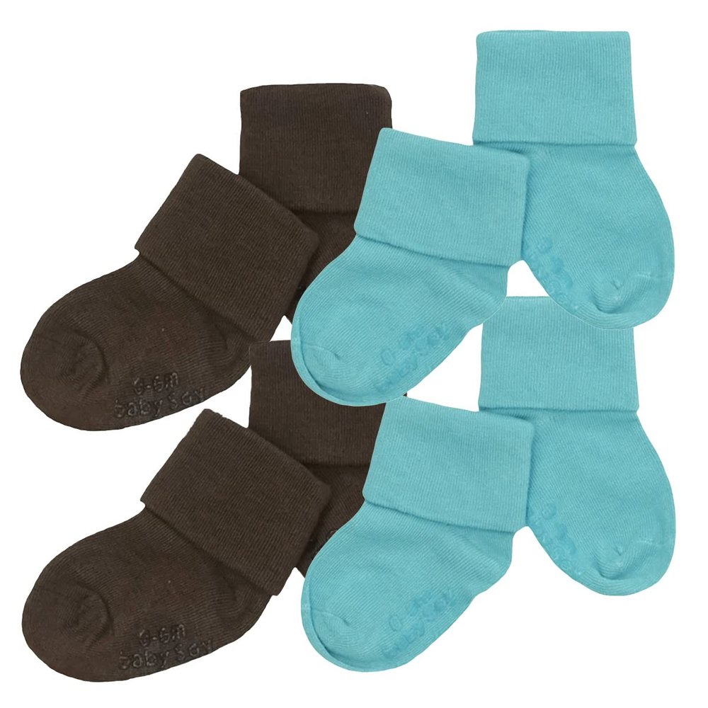 Babysoy Newborn Baby Boy Gripper Socks - Toddler Ankle Non-Slip Socks with Grips- Pack of 4s(12-24 Months, Choc/Lake)