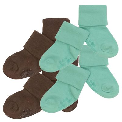 Babysoy Unisex Newborn Baby Gripper Socks - Toddler Ankle Non-Slip Socks with Grips- Pack of 4s (12-24 Months, Brown/Harbor)