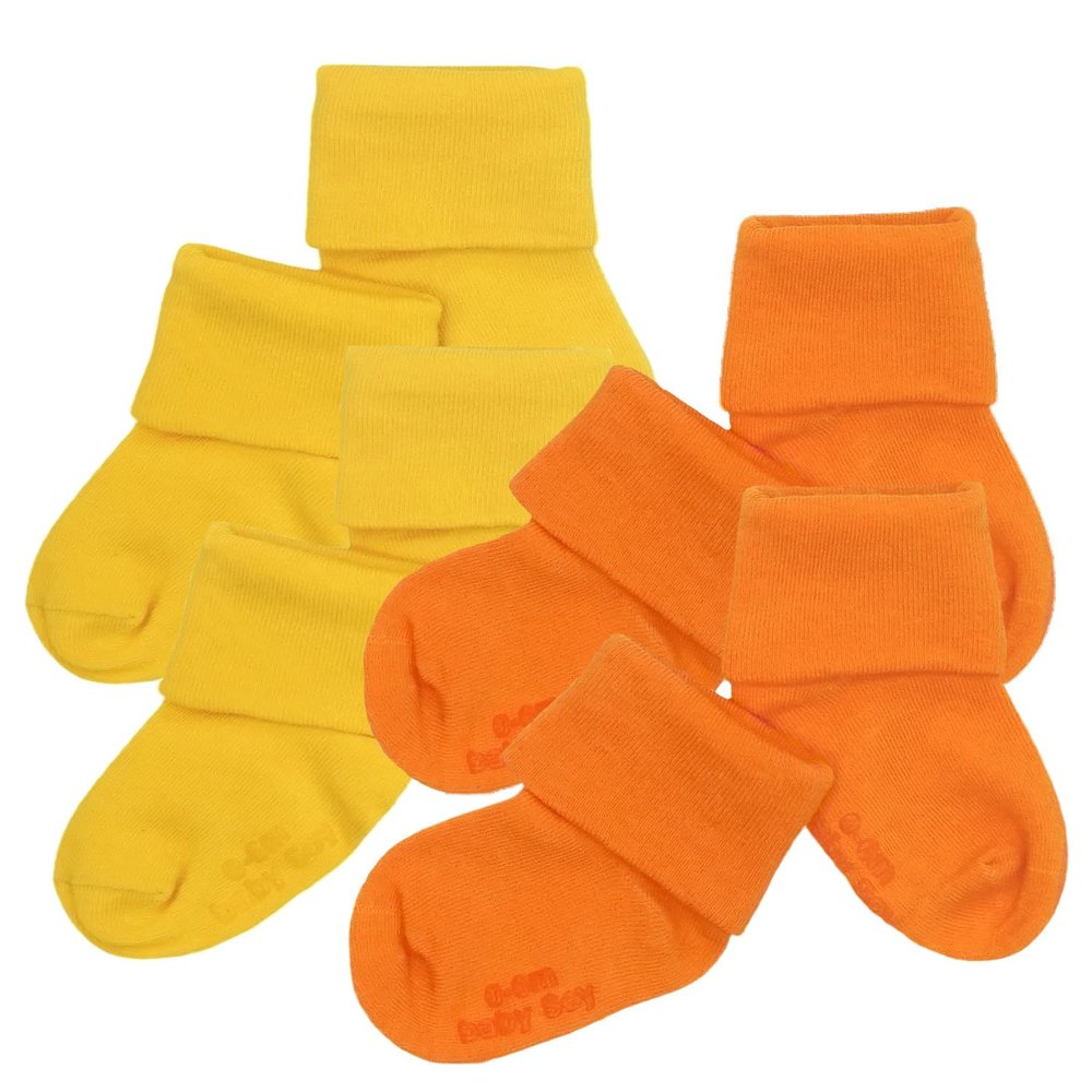 Babysoy Unisex Newborn Baby Gripper Socks - Toddler Ankle Non-Slip Socks with Grips- Pack of 4s (4T, Tang/Sunshine)