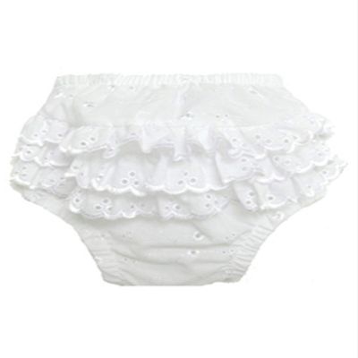 bambini Baby Girl's White Cotton/Poly Fancy Pants Underwear