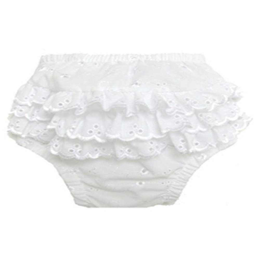 bambini Baby Girl's White Cotton/Poly Fancy Pants Underwear