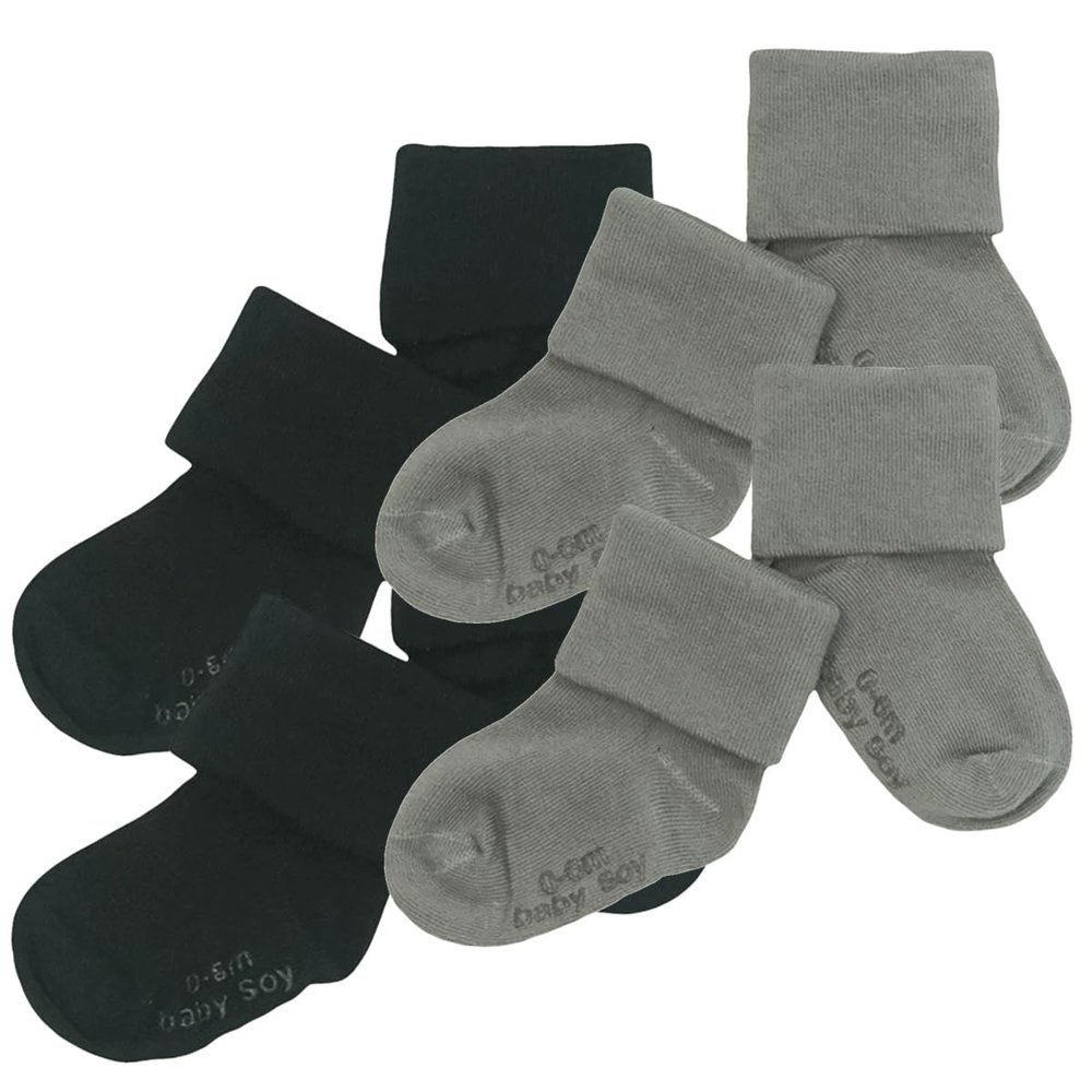 Babysoy Unisex Newborn Baby Gripper Socks - Toddler Ankle Non-Slip Socks with Grips- Pack of 4s (4T, Pirate/Thunder)