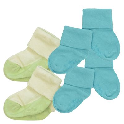 Babysoy Newborn Baby Boy Gripper Socks - Toddler Ankle Non-Slip Socks with Grips- Pack of 4s(0-6 Months, Tea/Ocean)