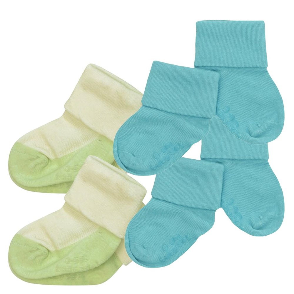 Babysoy Newborn Baby Boy Gripper Socks - Toddler Ankle Non-Slip Socks with Grips- Pack of 4s(0-6 Months, Tea/Ocean)