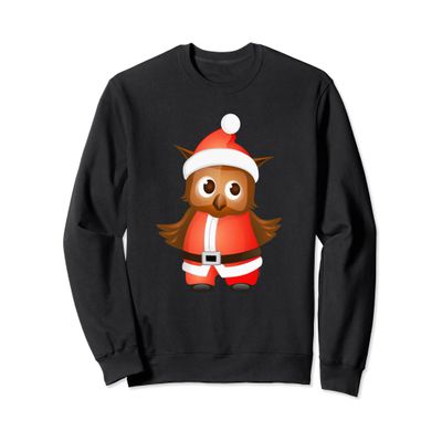 Cute Christmas Sweatshirt Men Women Funny Santa Owl Graphic