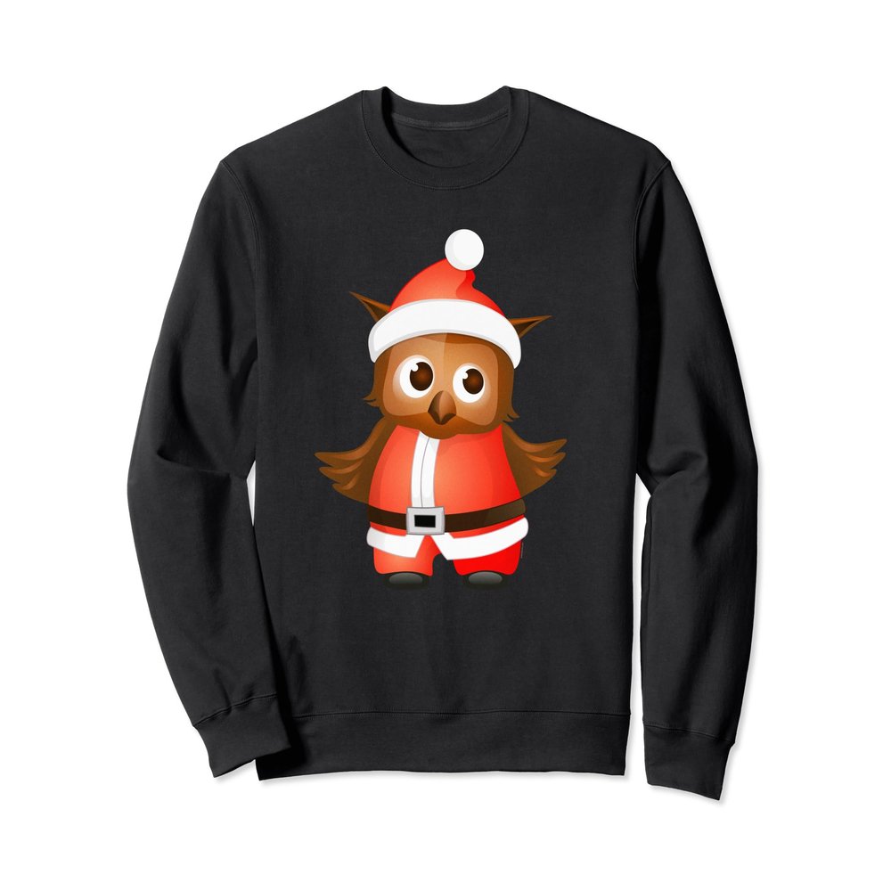 Cute Christmas Sweatshirt Men Women Funny Santa Owl Graphic