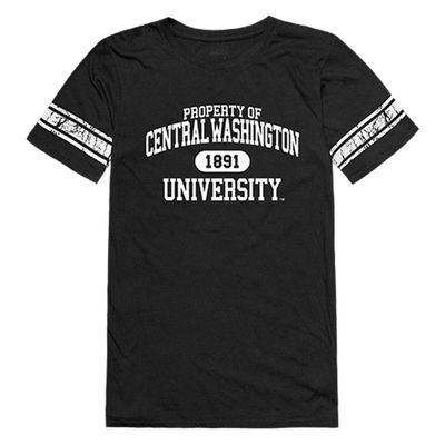 CWU Central Washington Wildcats NCAA Women's Property Football T Shirt - Black, Small