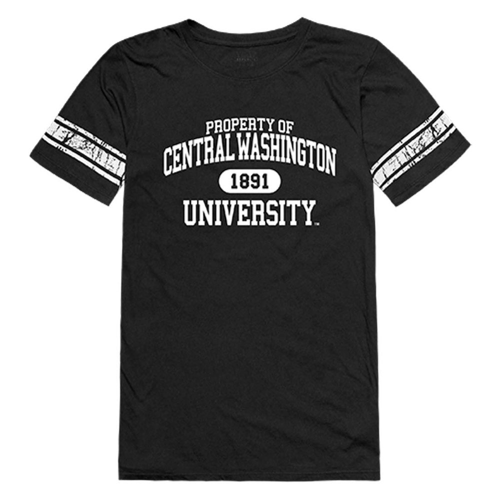 CWU Central Washington Wildcats NCAA Women's Property Football T Shirt - Black, Small