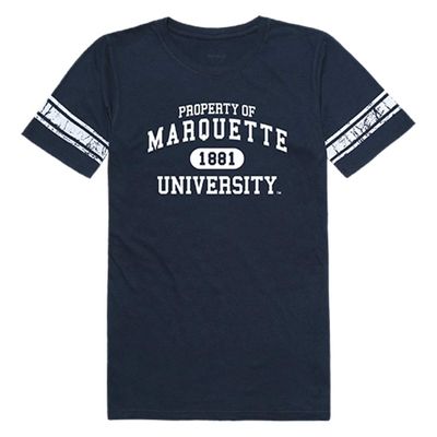 MU Marquette Golden Eagles NCAA Women's Property Football T Shirt - Navy, X-Large