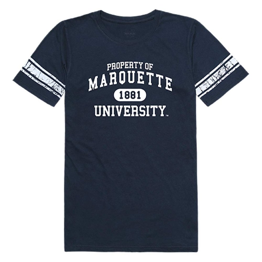 MU Marquette Golden Eagles NCAA Women's Property Football T Shirt - Navy, X-Large