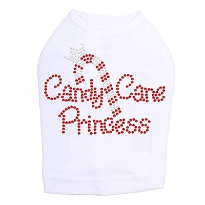 Candy Cane Princess - Bling Rhinestone Christmas Dog Shirt, 4XL White