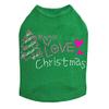 Love Pink Christmas - Bling Rhinestone Christmas Dog Shirt, 3XL Kelly Green view 1