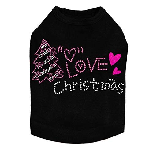 Love Pink Christmas - Bling Rhinestone Christmas Dog Shirt, 4XL Black