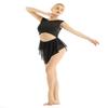 Alvivi Ladies Sleeveless Lyrical Cut Out Ballet Leotard Costume Girls Asymmetric High Low Dress Bodysuit Black X-Small view 2