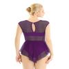 Agoky Women's Lyrical Dance Costume Modern Contemporary Dress Mesh Cutout Tank Leotard Dresses Dark_Purple X-Large view 4