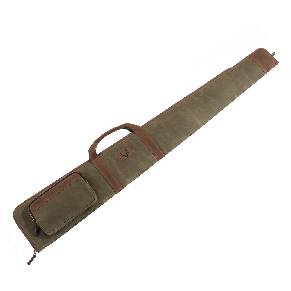 Evolution Outdoor 44348 Rawhide Shotgun Case  52 in., Waxed Canvas, Tall Profile Firearm Bag w/Plaid Flannel Lining, Zippered Pockets, Webbing Straps