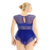 Agoky Women's Lyrical Dance Costume Modern Contemporary Dress Mesh Cutout Tank Leotard Dresses Blue Large view 4