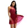 Agoky Women's Halter Lyrical Contemporary Dance Dresses High Low Skirt Ballet Skating Costumes Wine Red Large view 3