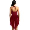 Agoky Women's Halter Lyrical Contemporary Dance Dresses High Low Skirt Ballet Skating Costumes Wine Red Large view 4