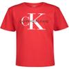 Calvin Klein Boys' Short Sleeve Logo Crew Neck T-Shirt, Soft, Comfortable, Relaxed Fit, Racing Red, 14-16 view 1