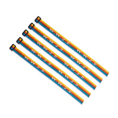 (5) Pack - W.W.J.D. Bracelets - 22 Individual Colors to Choose from - Mix and Match (Rainbow Stripes)