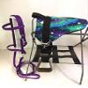 Party Ponies Miniature Horse/SM Pony Childrens Bareback Saddle PAD Set with BITLESS Bridle - Cinch Upgrade - Purple Stary Night Set view 1