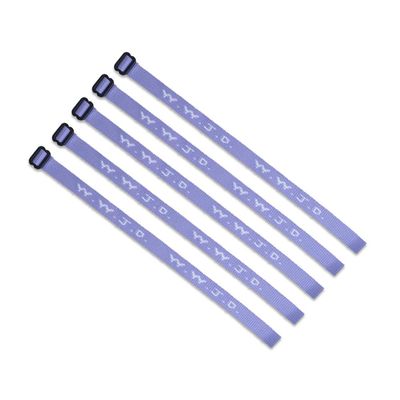 (5) Pack - W.W.J.D. Bracelets - 22 Individual Colors To Choose From - Mix and Match (Pastel Purple & White)