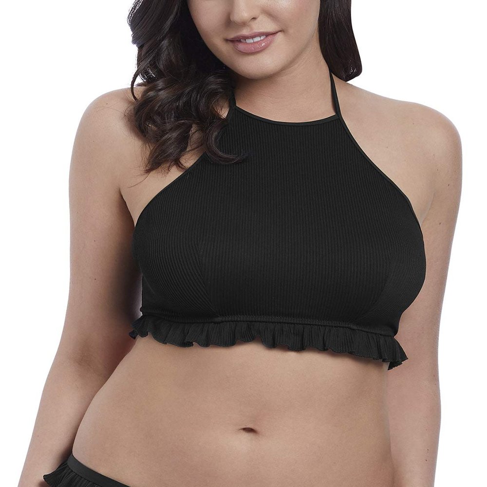 Freya Women's Standard Nouveau Underwire High-Neck Crop Top, Black, 28DD