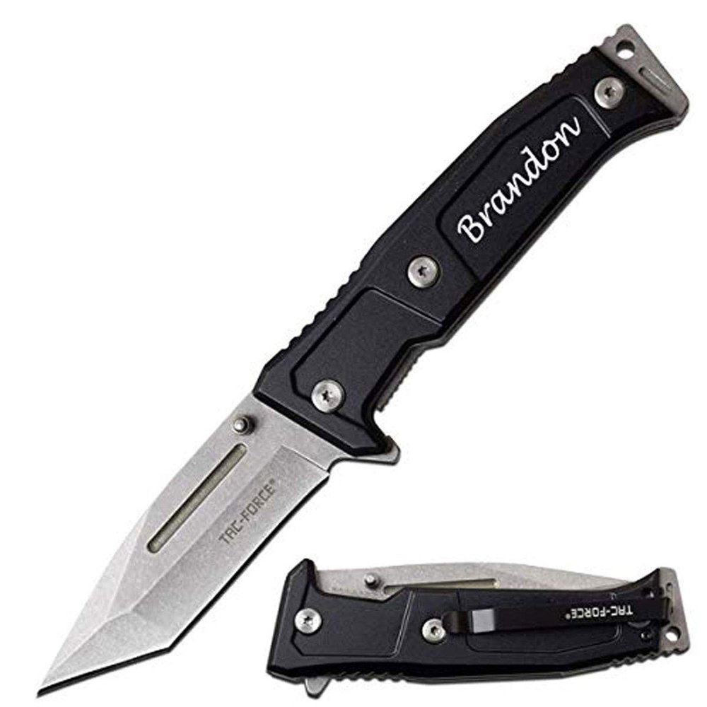 Free Engraving - Tac-Force Titanium Coated Stainless Steel Quality Pocket Knife (TF-969BK)