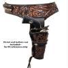 .22 Caliber Western Leather Gun Holster & Belt - Cowboy Style Single Drop Rig Standard Barrel - Authentic Handmade, Hand Tooled (Brown, 46) view 2