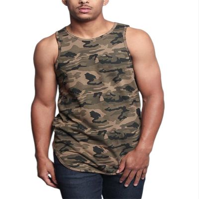 VICTORIOUS Solid Color Long Length Curved Hem Tank Top TT47 - New Olive Camo - 4X-Large - G14B