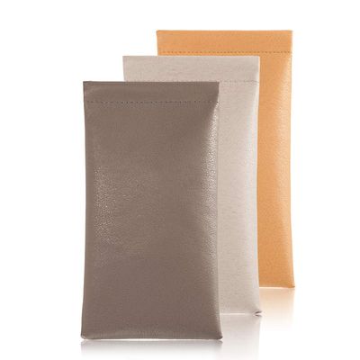 TRIUMPH VISION Squeeze Leather Sunglasses Pouch - 3 Pack Spring Storage Glasses Holder Soft Eyeglasses Case (Khaki,Grey,DarkGrey)
