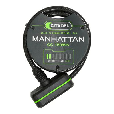 Citadel Manhattan CC 150/8 Unisex Adult Spiral Keyring, Black, 150 cm