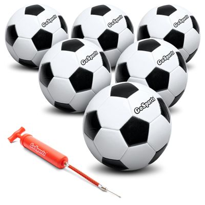 GoSports Classic Soccer Ball 6 Pack - Size 3 - with Premium Pump and Carrying Bag