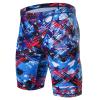 K898 Men's Swim Jammers UPF50+, Swim Training Printed Jammer Swimsuit Endurance Compression for Men (Colorful Blue-WF, XL) view 1