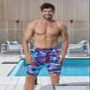 K898 Men's Swim Jammers UPF50+, Swim Training Printed Jammer Swimsuit Endurance Compression for Men (Colorful Blue-WF, XL) view 2