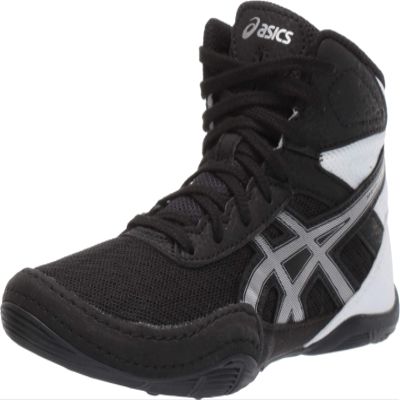 ASICS Kid's Matflex 6 Grade School Wrestling Shoes, 4 Big Kid, BLACK/SILVER