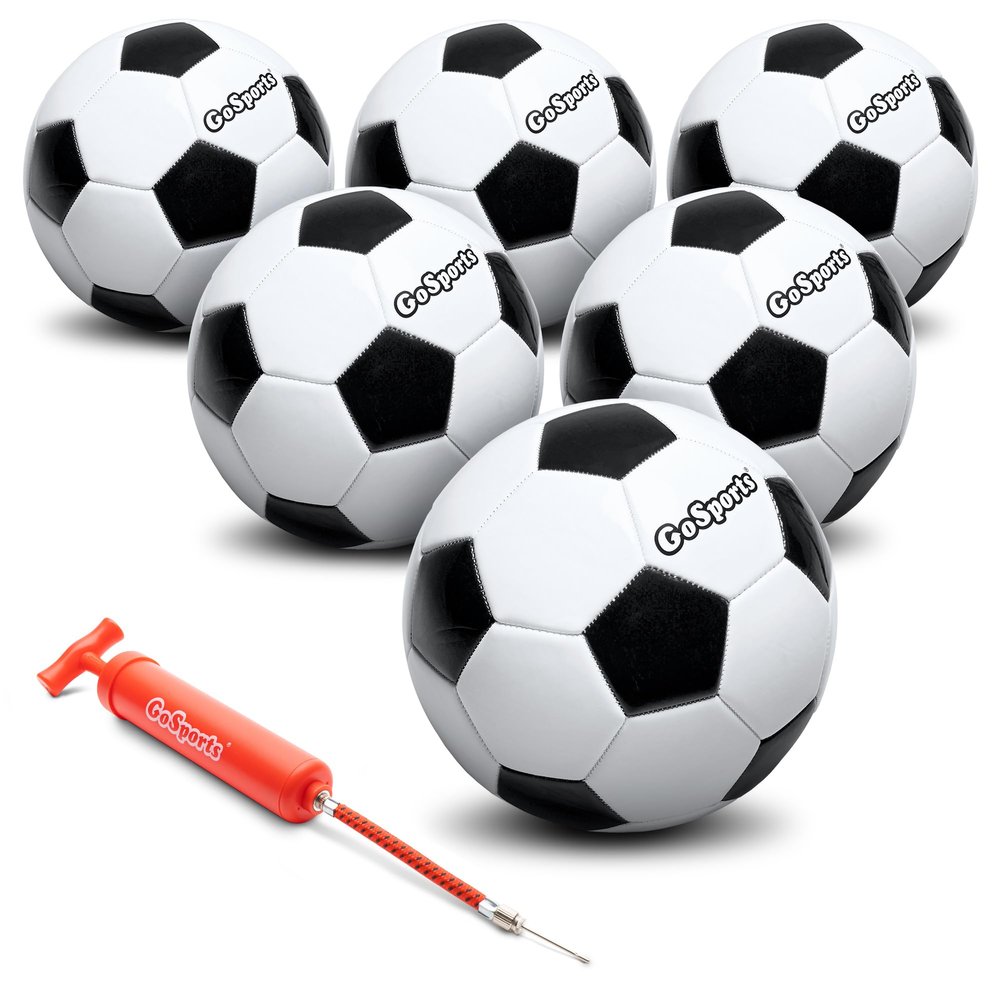 GoSports Classic Soccer Ball 6 Pack - Size 4 - with Premium Pump and Carrying Bag