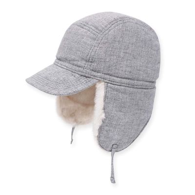 Keepersheep Baby Boy Ushanka Earflap Winter Trooper Hat Cap, Kids Trapper Hat (Light Gray, 12-18 Months)