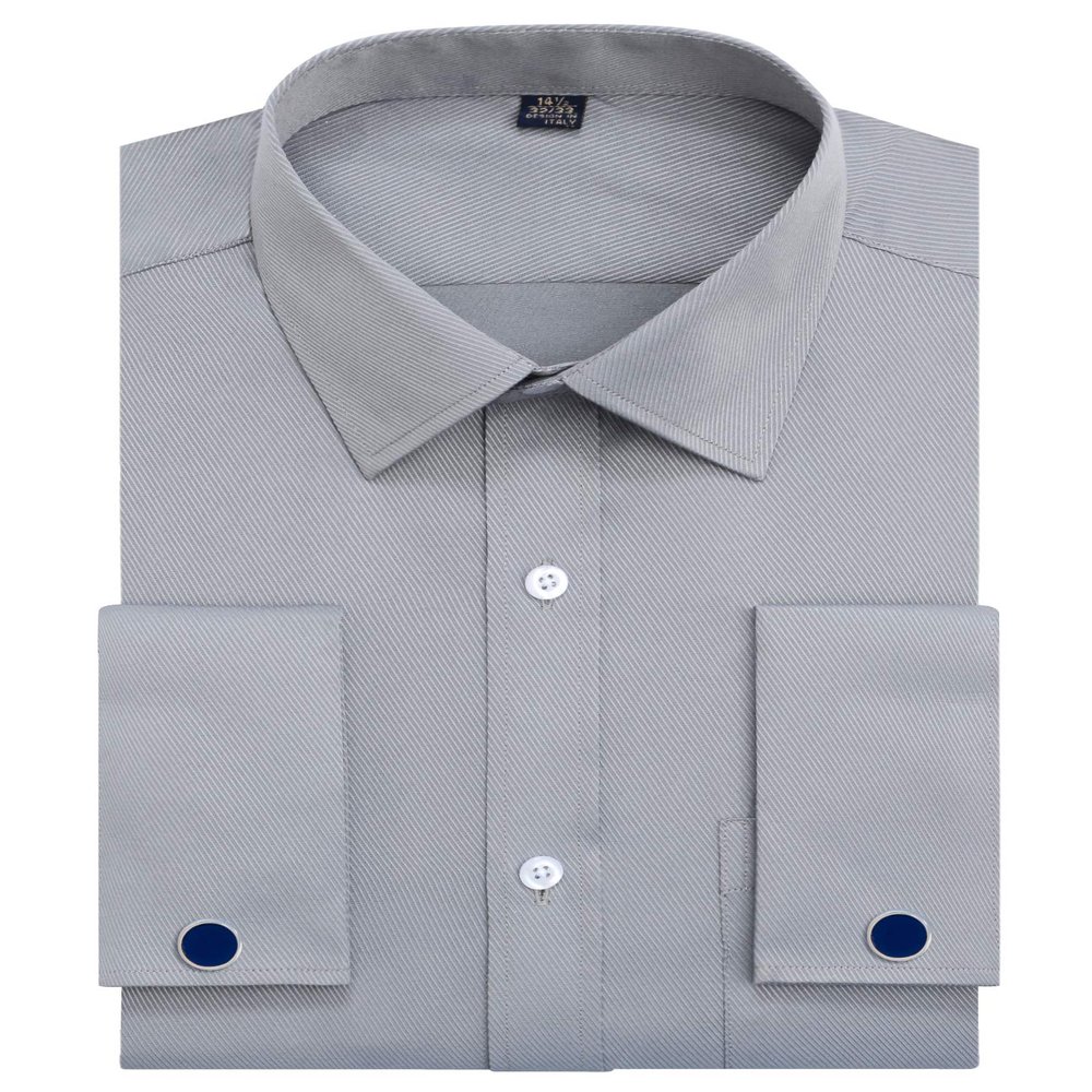 Alimens & Gentle French Cuff Regular Fit Dress Shirts (Cufflink Included) Grey