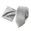 Spring Notion Men's Skinny Solid Color Satin Microfiber Tie and Handkerchief Set Grey view 1