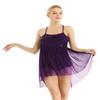 Agoky Womens Girls Sequined Leotard Lyrical Ballet Dance Dress High Low Skirt Criss Cross Back Dance Costume Purple X-Small view 2