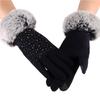 Womens Winter Gloves Touch Screen Gloves Crystal Thick Warm Fleece Windproof Mittens Snow Ski Gloves (Black) view 1
